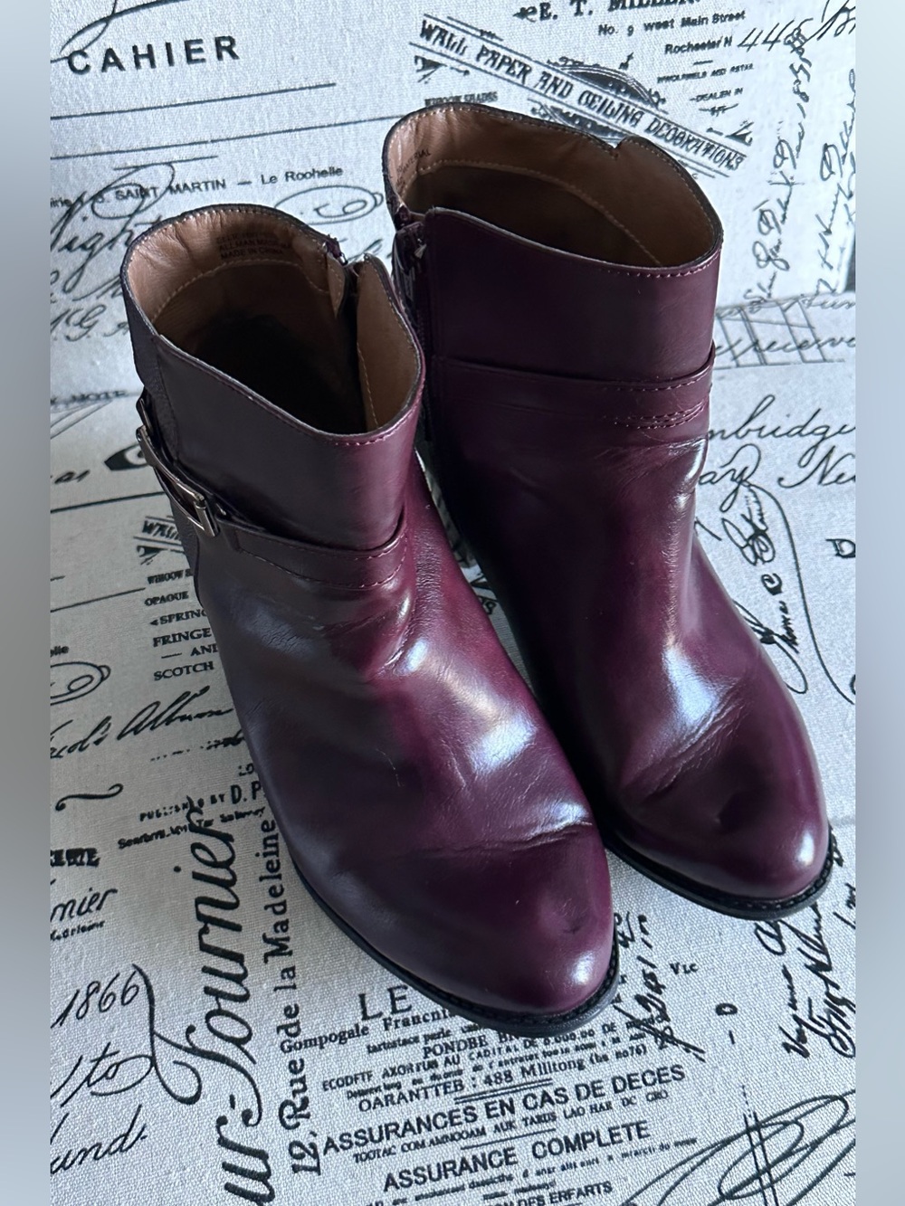 Cloudwalkers Burgundy Ankle Boots Comfort Heel Side Zip Booties